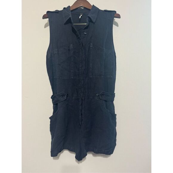 Young Fabulous & Broke Hudson Romper YFB Women Sz Large Linen Rayon Jumper - Picture 2 of 12